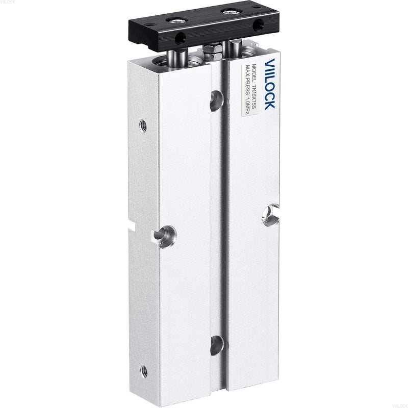 VIILOCK Pneumatic Air Cylinder 16mm Bore 75mm Stroke, Small Air Cylinder Double Rod Double Action TN16x75 - Image 1